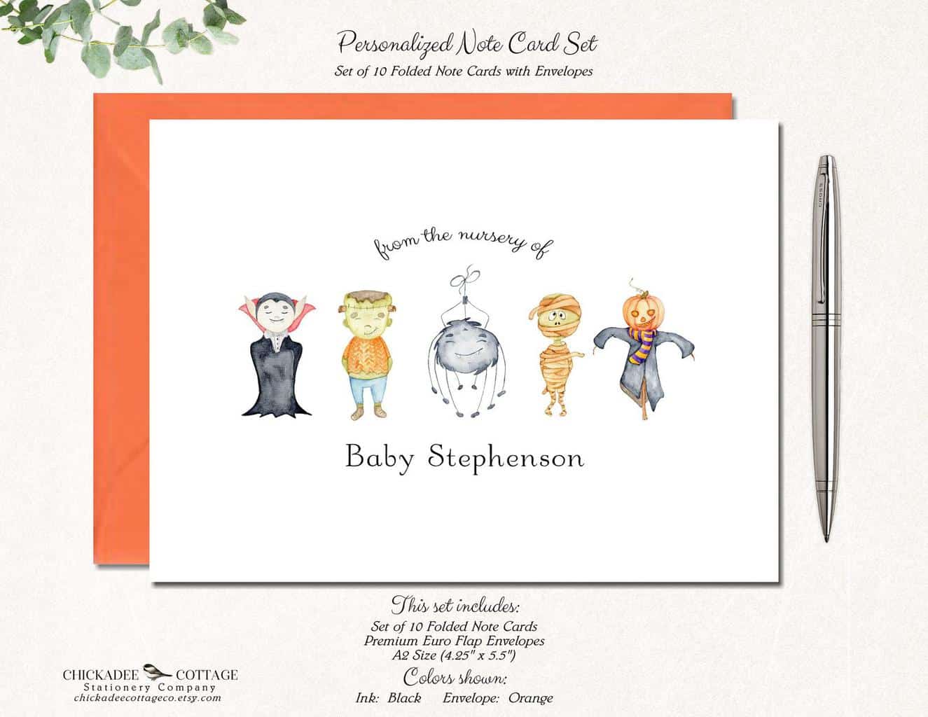 Halloween baby shower thank you notes