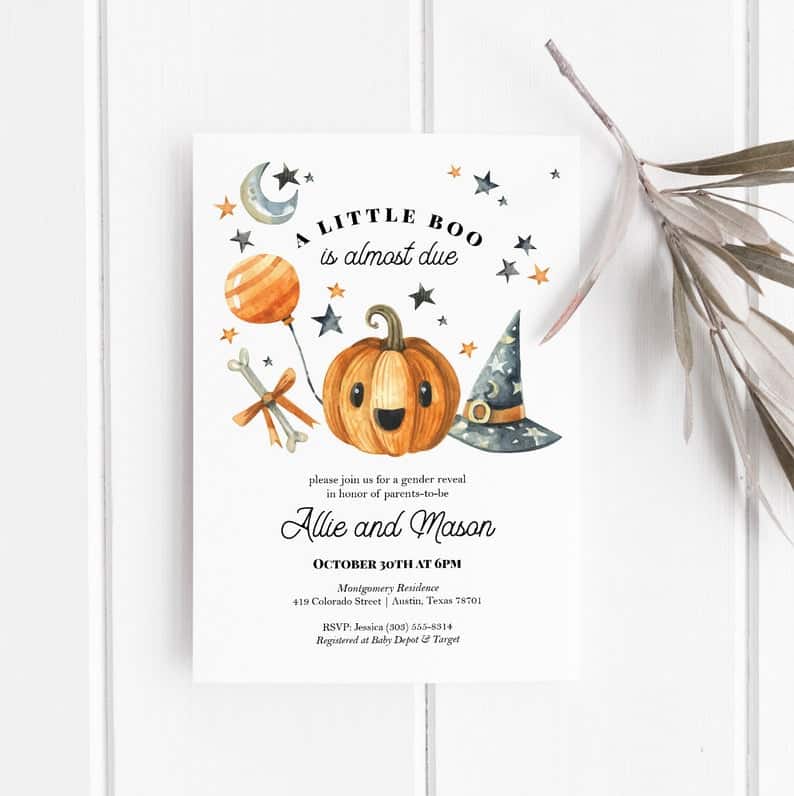 halloween baby shower invitation