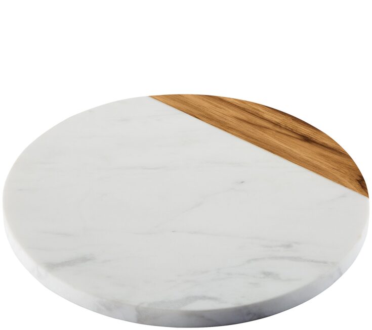 Image for Anolon White Marble & Teak Wood 10"" Round Serving Board