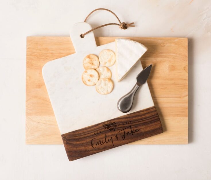 Image for Marble and Wood Engraved Cheese Board Personalized Cheese 