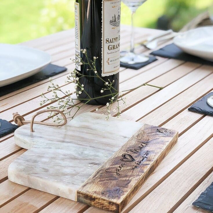 Image for Personalised Marble and Mango Wood Cheese Board Couples 