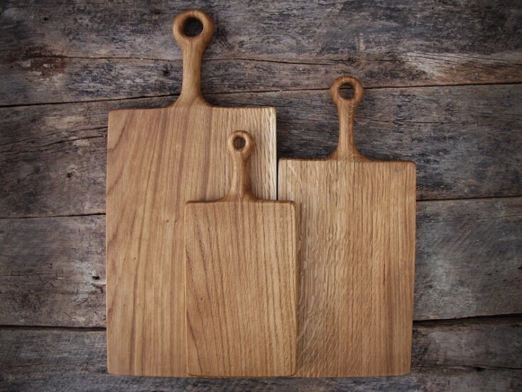 Image for Wooden Oak Chopping Boards with Handle Rustic Cutting Board