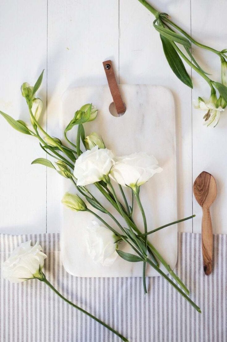 Image for Marble board serving display cutting white or grey