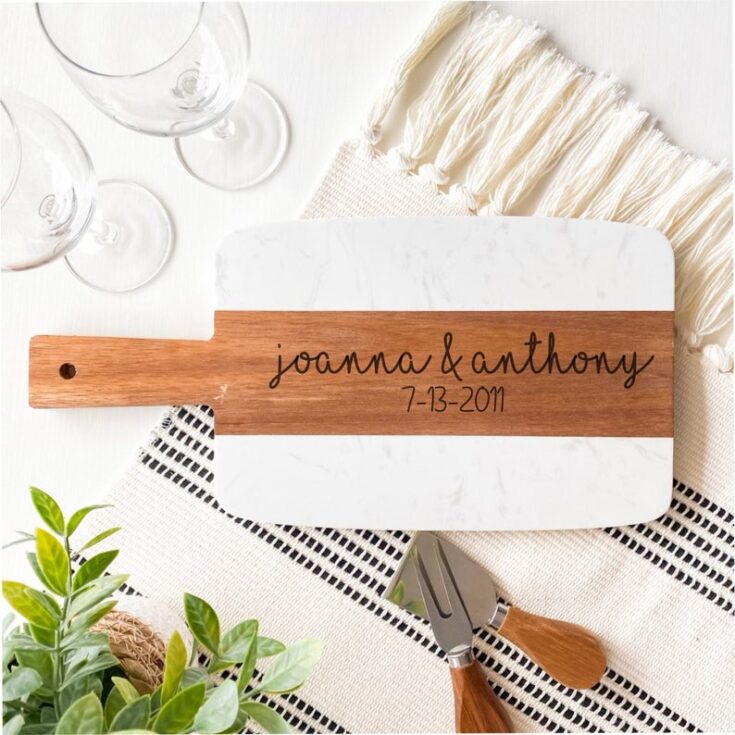 Image for Custom Cutting Board Personalized Wedding Gift Engagement 