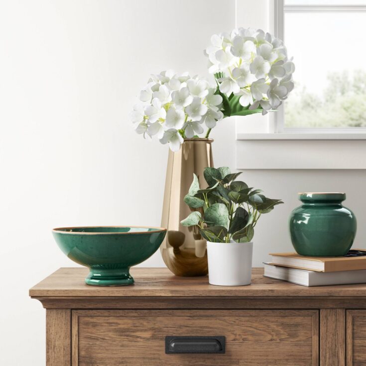 Image for Decorative Metal Vase Brass - Threshold"