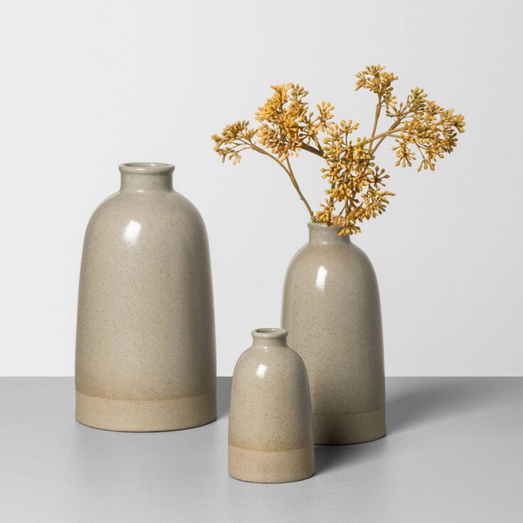 Image for Stoneware Vase Gray - Hearth & Hand" with Magnolia