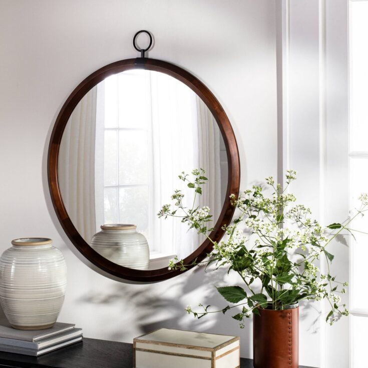 Image for 8" x 5" Glass with Leather Vase Brown - Threshold" designed with Studio McGee