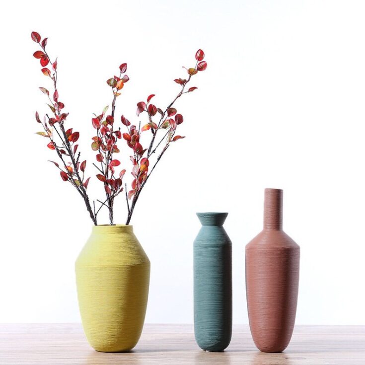 Image for Matte Ribbed Modern Decorative Ceramic Vases