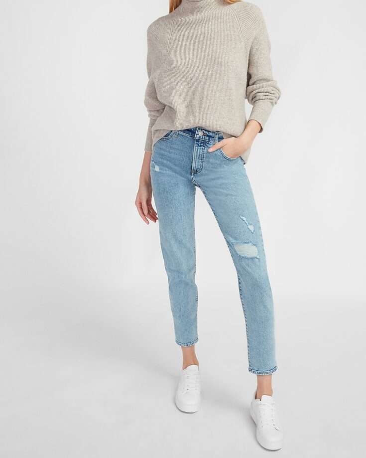 Image for Super High Waisted Ripped Mom Jeans