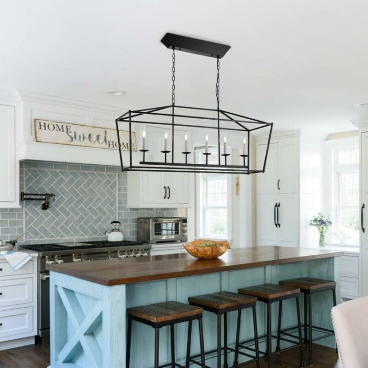 Image for Coastal Farmhouse Cosette 6 - Light Lantern Rectangle Chandelier