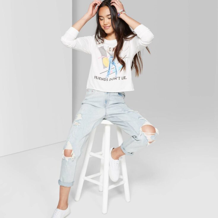 Image for Women's High-Rise Distressed Mom Jeans - Wild Fable" Light Wash