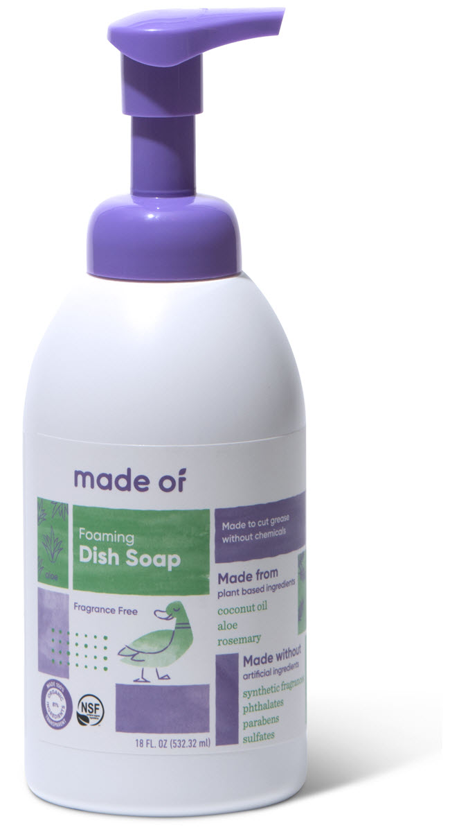 MADE OF Foaming Organic Baby Dish and Bottle Soap, Fragrance Free