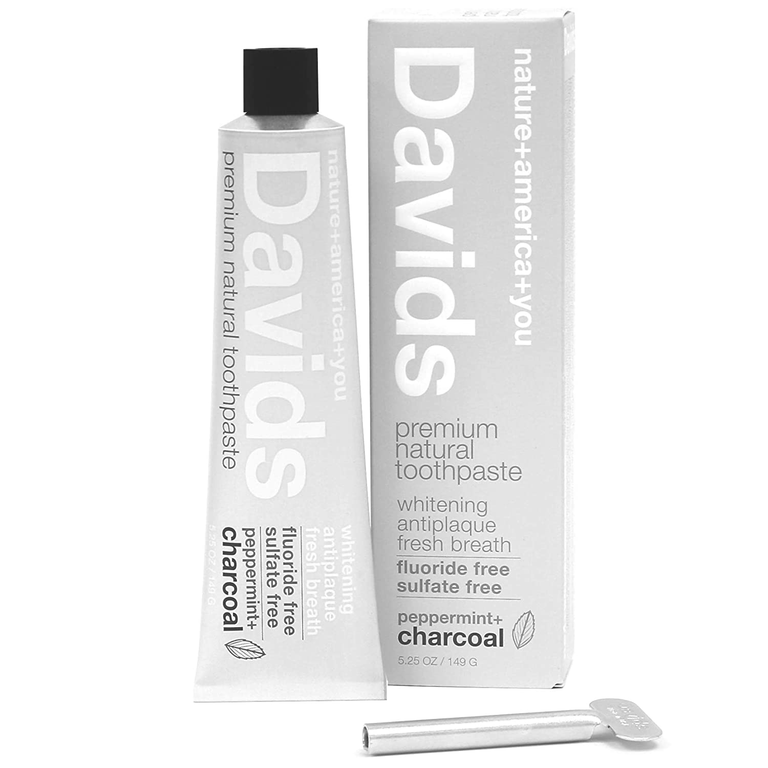 Davids Premium Natural Toothpaste, Peppermint + Charcoal Everyday