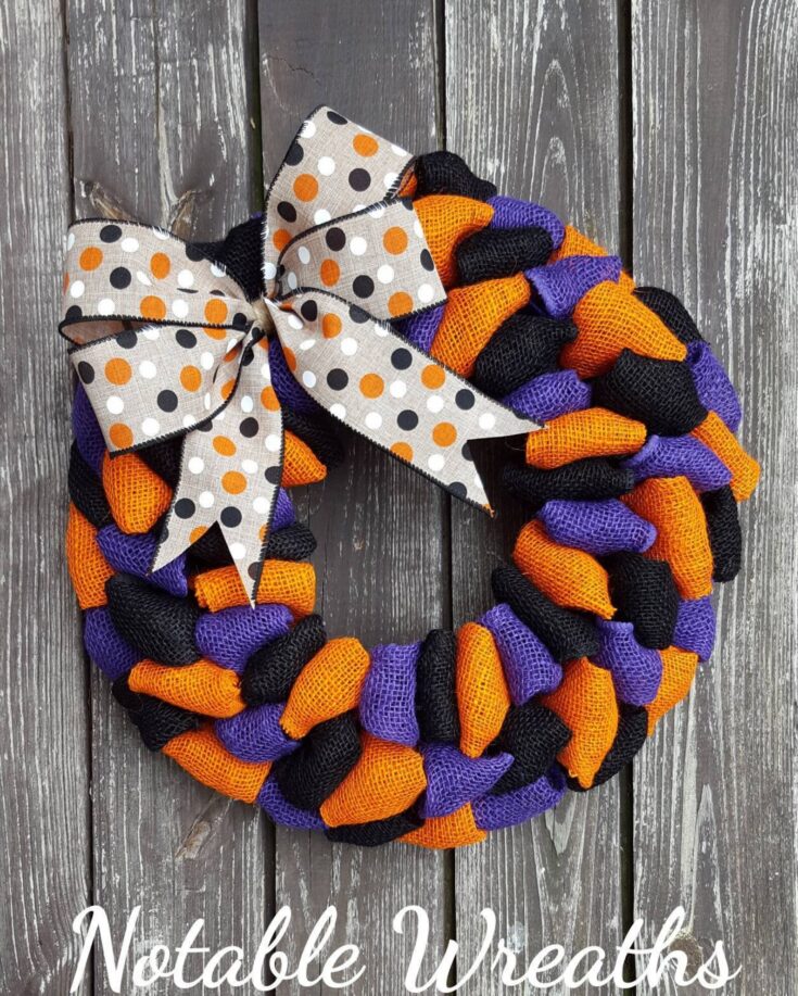 Image for Halloween wreath Fall wreathpolka dot bow burlap wreath | Etsy