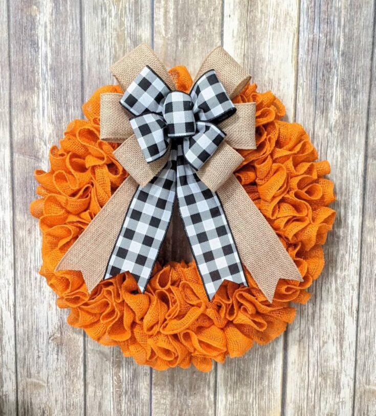 Image for Fall Burlap Wreath Fall Wreath Halloween Wreath Orange | Etsy