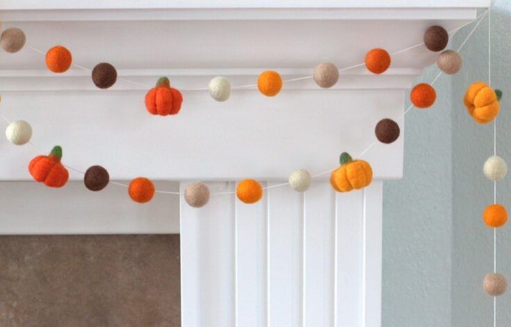 Image for Felt Pumpkin Garland Orange Brown Felt Balls & Pumpkins | Etsy