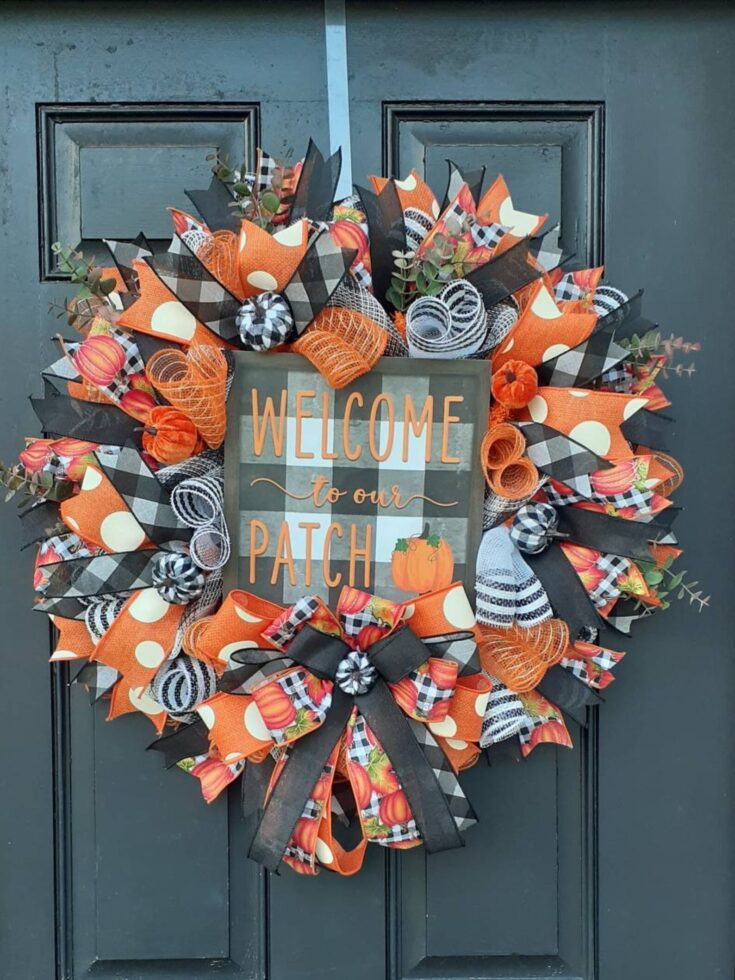 Image for Fall wreath for front door Fall pumpkin wreath Pumpkin | Etsy