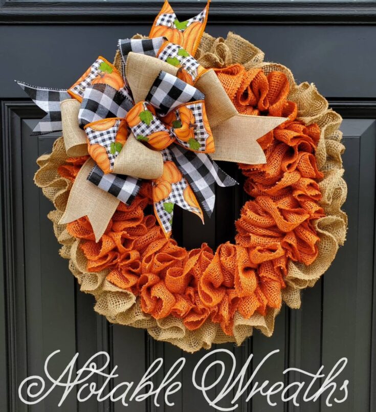 Image for Fall burlap wreath for front door autumn wreath buffalo | Etsy