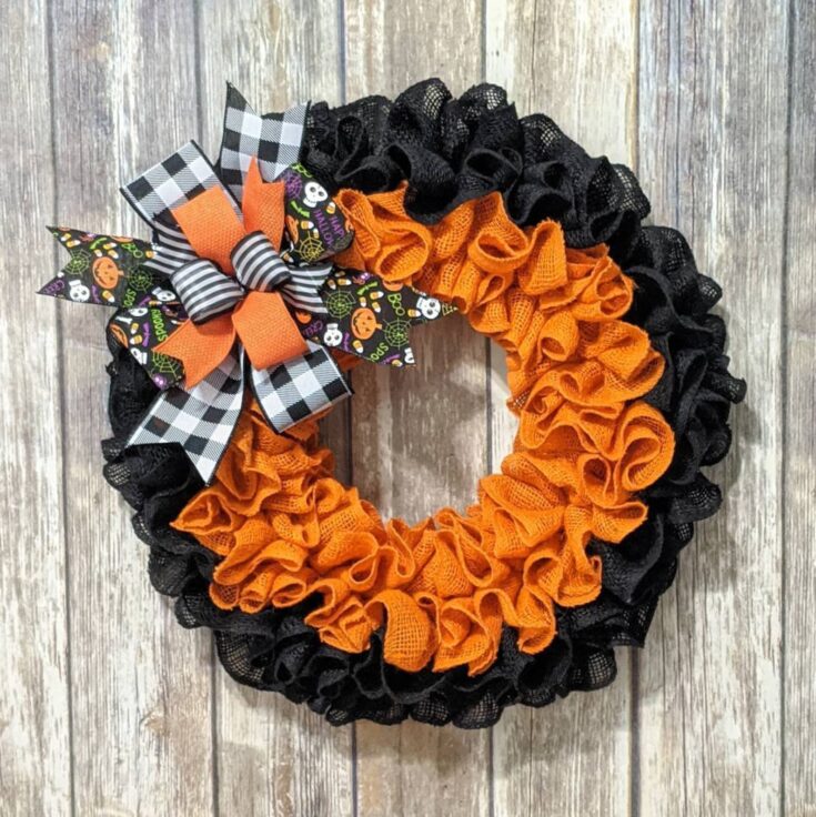 Image for Halloween Burlap Wreath Halloween Wreath Black And Orange | Etsy