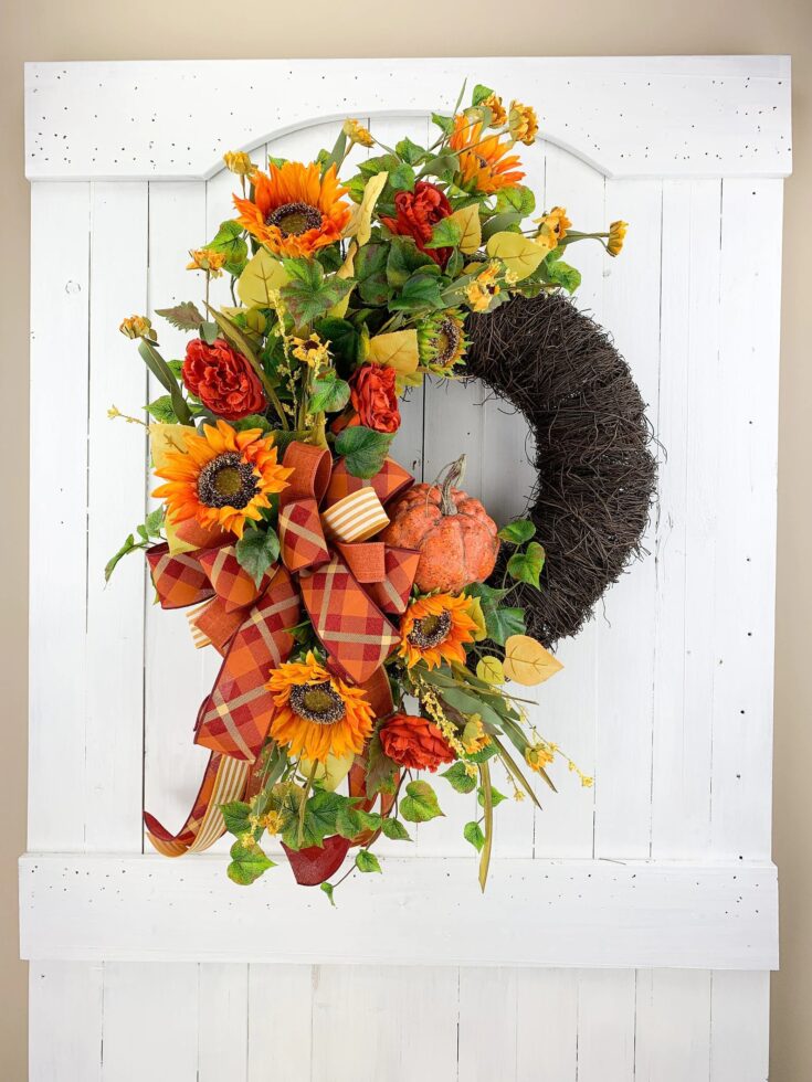 Image for Fall Wreath For Front Door Sunflower Wreath Thanksgiving | Etsy