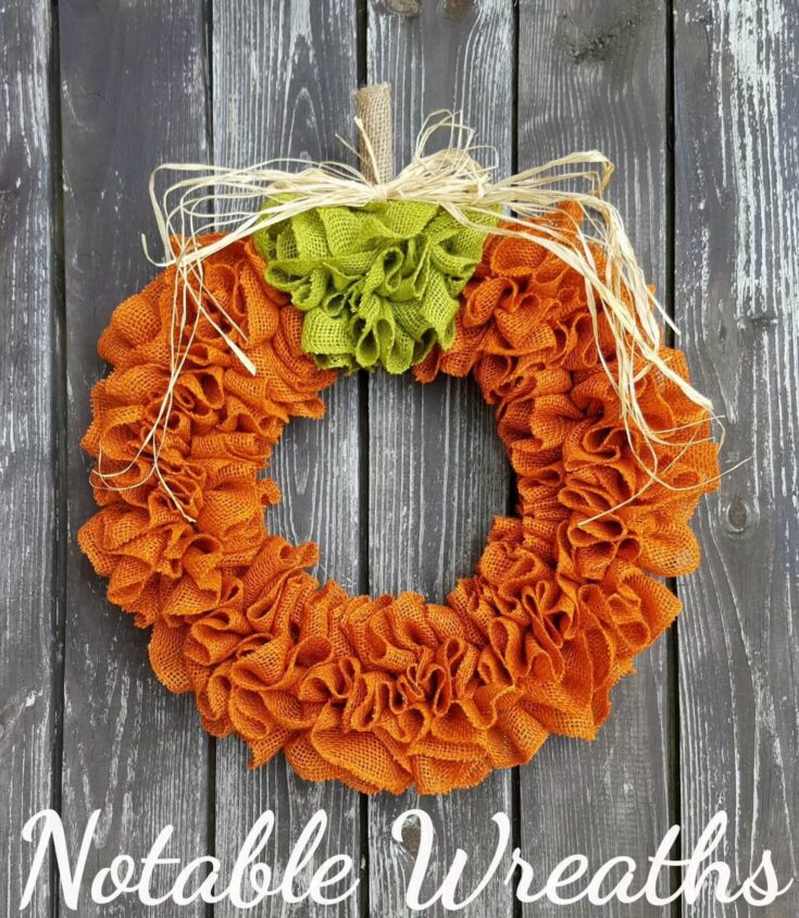 Image for Fall burlap pumpkin wreath for front door decor for fall | Etsy