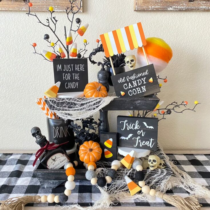 Image for Trick or Treat Tiered Tray Sign Set Halloween Tiered Tray | Etsy