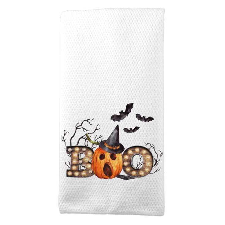 Image for Halloween Kitchen Towels BOO Tea Towel Tiered Tray | Etsy