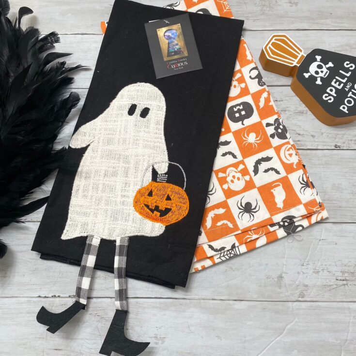 Image for Cynthia Rowley Halloween Ghost Pumpkin with Legs Kitchen | Etsy
