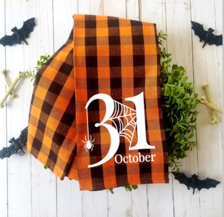 Image for October 31st Tea Towel Halloween tea towel Fall Dish Cloth | Etsy