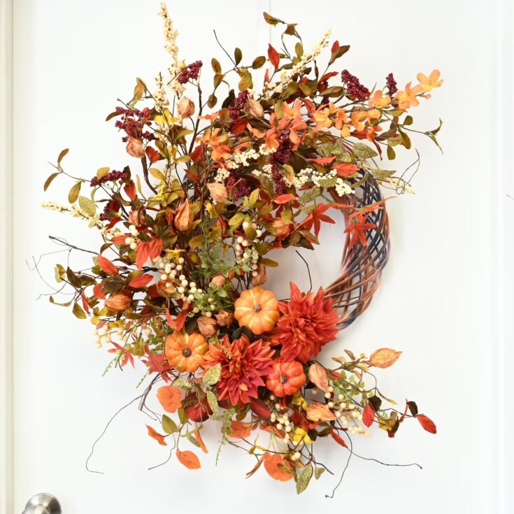 Image for Farmers Pumpkin Fall Wreath Seasonal Fall Wreath Pumpkin | Etsy