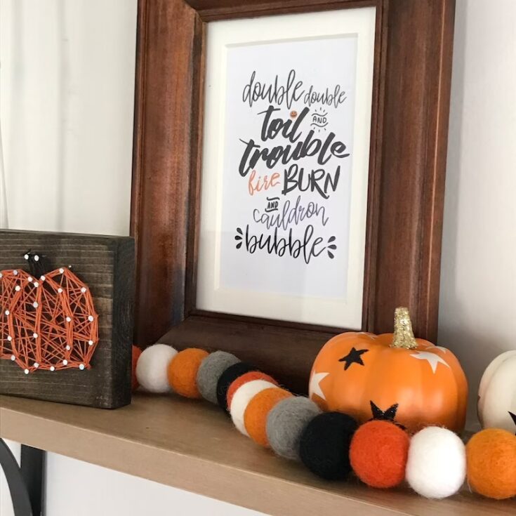 Image for Halloween Garland Orange Grey and Black Felt Ball Garland | Etsy