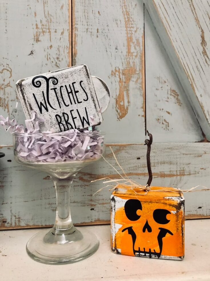 Image for Jack-O-Lantern Inspired Place Setting Blocks Halloween Tiered | Etsy