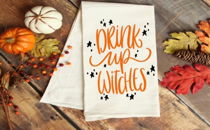 Image for Kitchen Towel Drink Up Witches Halloween Flour Sack Towel | Etsy