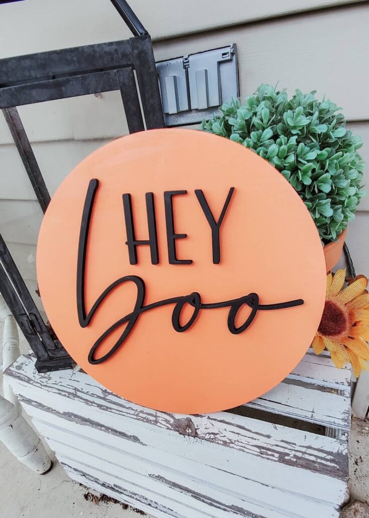Image for Hey Boo Halloween 3D Circle Wood Sign/ Fall Decor/ halloween | Etsy