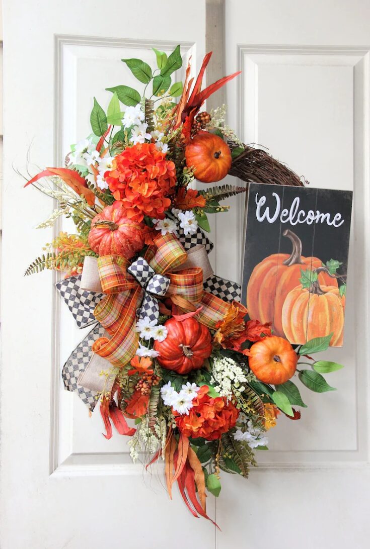 Image for XL Fall Wreath Fall Wreath Autumn Wreath Farmhouse Fall | Etsy