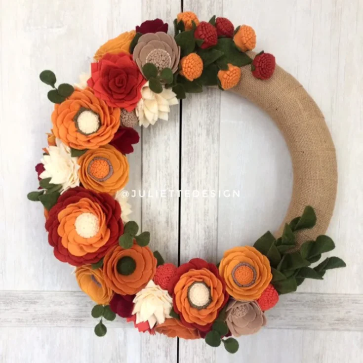 Image for Fall Wreath Halloween Wreath Housewarming Gift Felt Fall | Etsy
