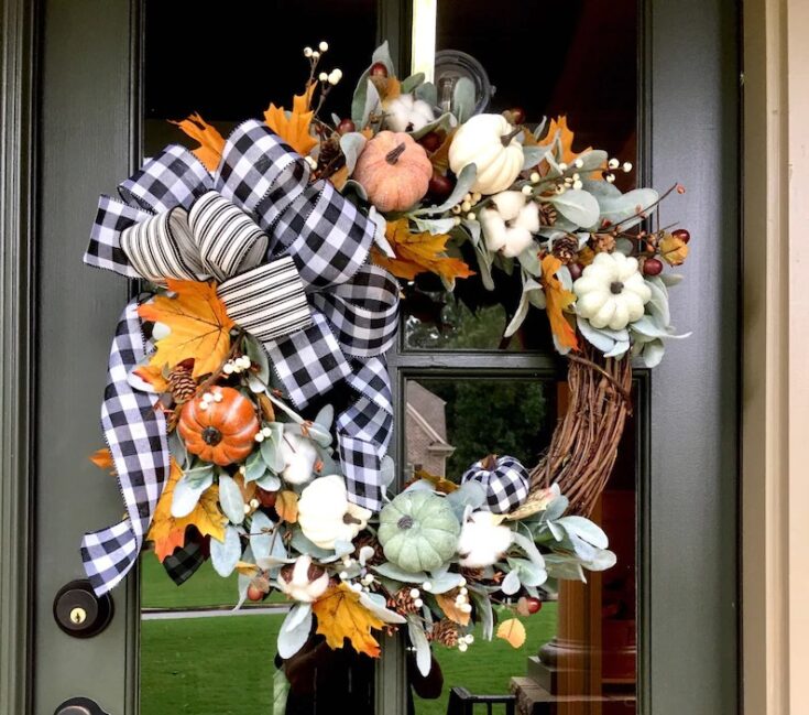 Image for Buffalo plaid fall wreath-fall wreath with white | Etsy