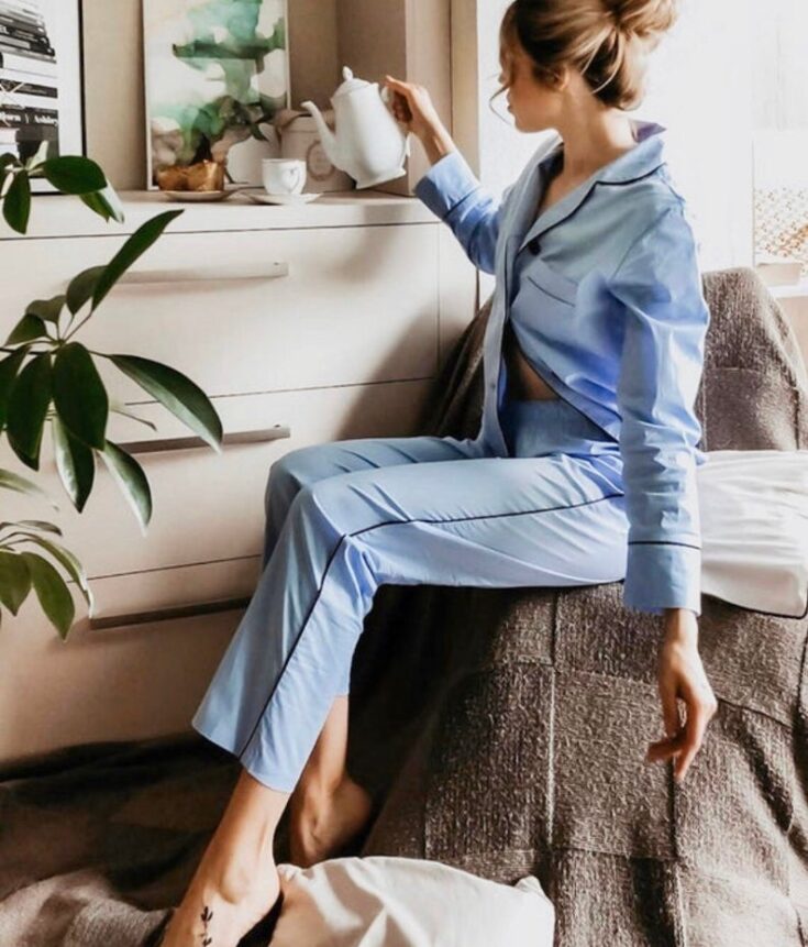 Image for Women cotton organic pajama set nightwear PJs Clothing Women