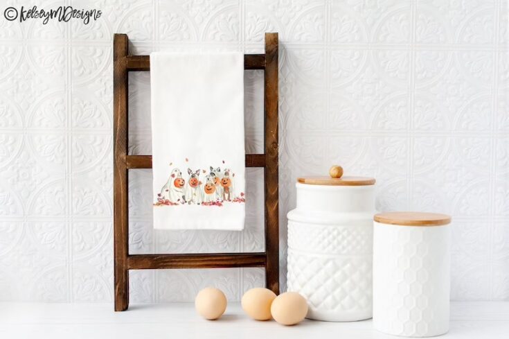 Image for Halloween Dogs Tea Towel Fall Kitchen Decor Halloween Dish | Etsy