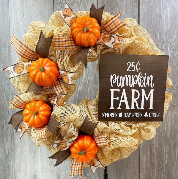 Image for Pumpkin Wreath Fall Wreath Autumn Wreath Pumpkin Burlap | Etsy