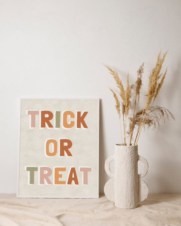 Image for Trick or Treat halloween print Boho halloween print | Etsy