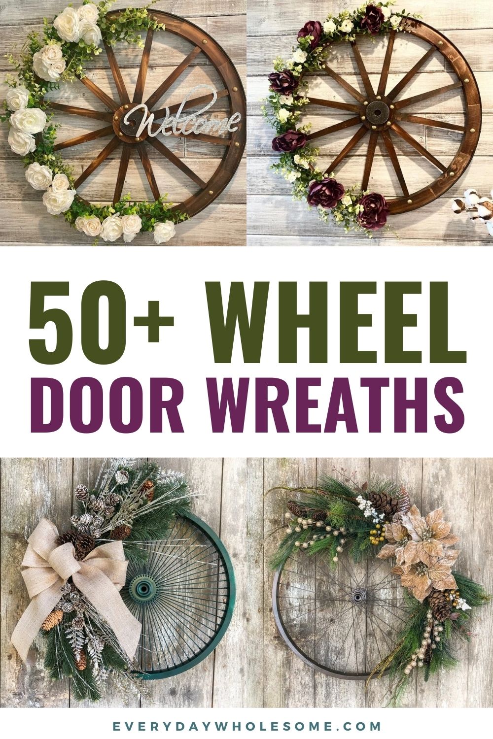 15 Wagon Wheel Wreaths for All Seasons, Everyday Front Porch – Everyday ...