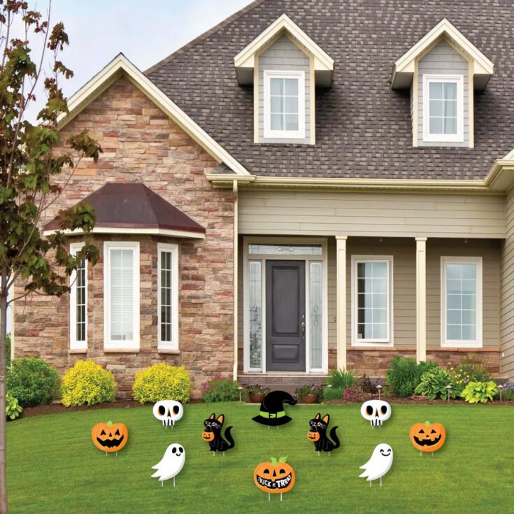 Image for Big Dot of Happiness Jack-O'-Lantern Halloween - Black Cat Ghost Skull & Witch Hat Lawn Decor - O...