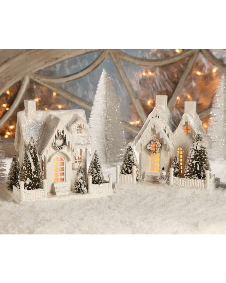 Image for Bethany Lowe Ivory Large Cottages, Set of 2