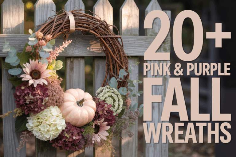 20 Pink & Purple Fall Wreaths for your Autumn Front Porch Decor Inspiration