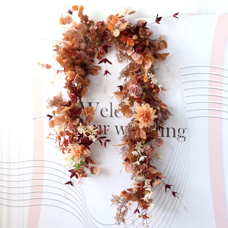 Image for Autumn Fall Wedding Table Flower Garland, Autumn Table Centerpiece, Arch Decoration, Silver Dolla...