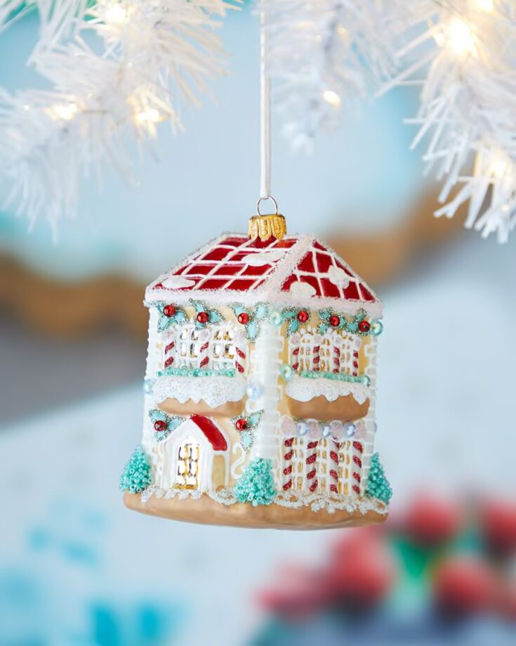 Image for Neiman Marcus Gingerbread House With Red Opal Roof Christmas Ornament