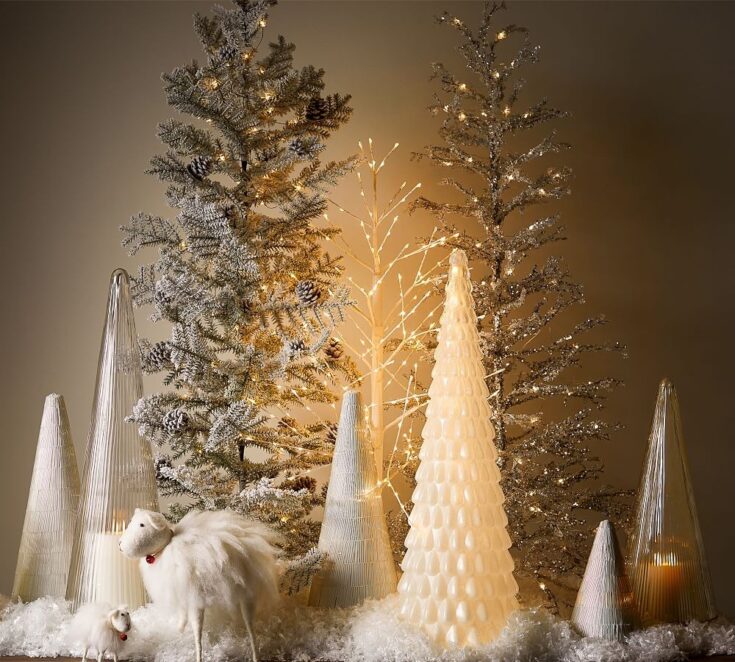 Image for Pre-Lit Snowy Crystal Trees | Pottery Barn