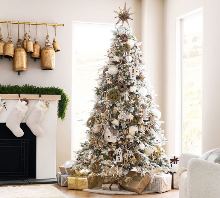 Image for Pre-Lit Flocked Vermont Spruce Artificial Christmas Tree - 7.5ft
