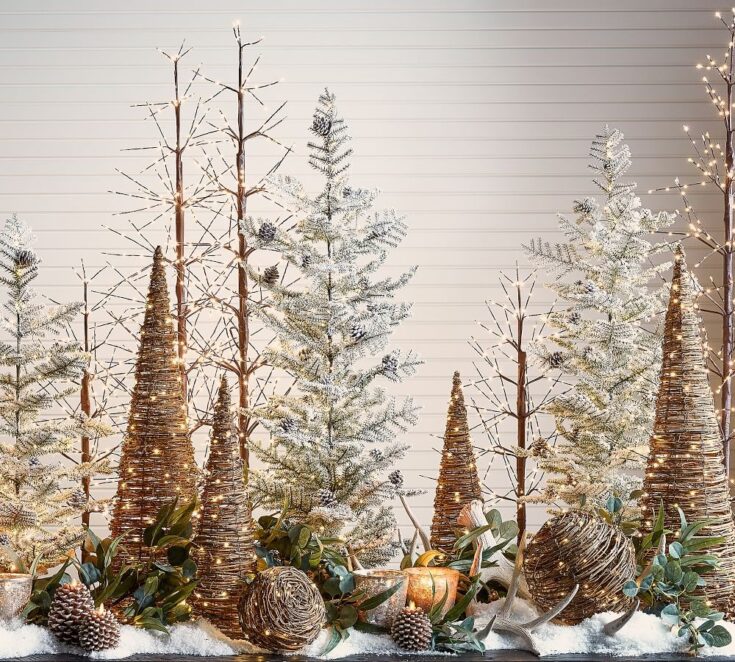 Image for Pre-Lit Faux Snowy Pine Trees